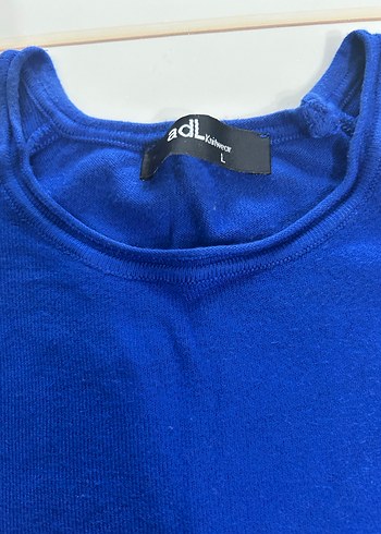 Kadın Mavi Kısa Kollu Basic Tişört - Görsel 3