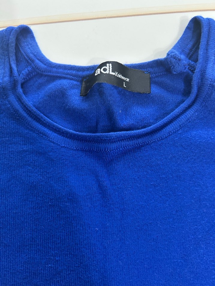 Kadın Mavi Kısa Kollu Basic Tişört - Görsel 3