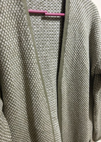 Gri Uzun Örgü Kadın Hırka - Görsel 2