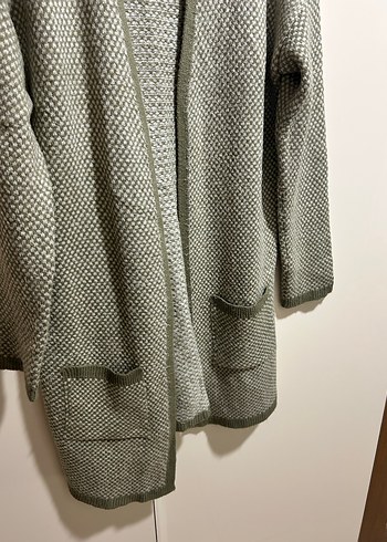 Gri Uzun Örgü Kadın Hırka - Görsel 4