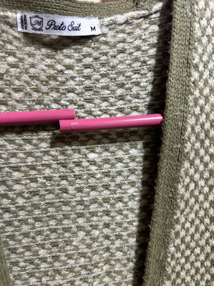 Gri Uzun Örgü Kadın Hırka - Görsel 3