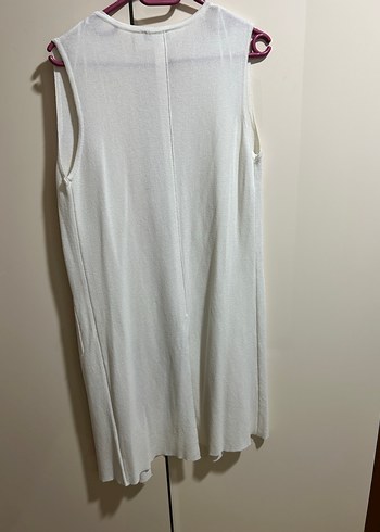 Twist Drapeli Beyaz Midi Kadın Yelek - Görsel 4