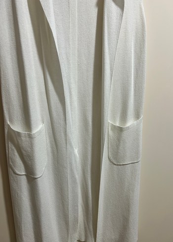 Twist Drapeli Beyaz Midi Kadın Yelek - Görsel 2