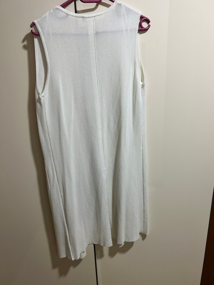 Twist Drapeli Beyaz Midi Kadın Yelek - Görsel 4