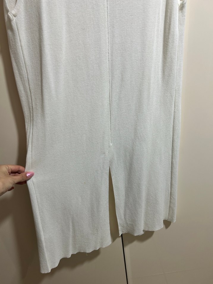 Twist Drapeli Beyaz Midi Kadın Yelek - Görsel 5