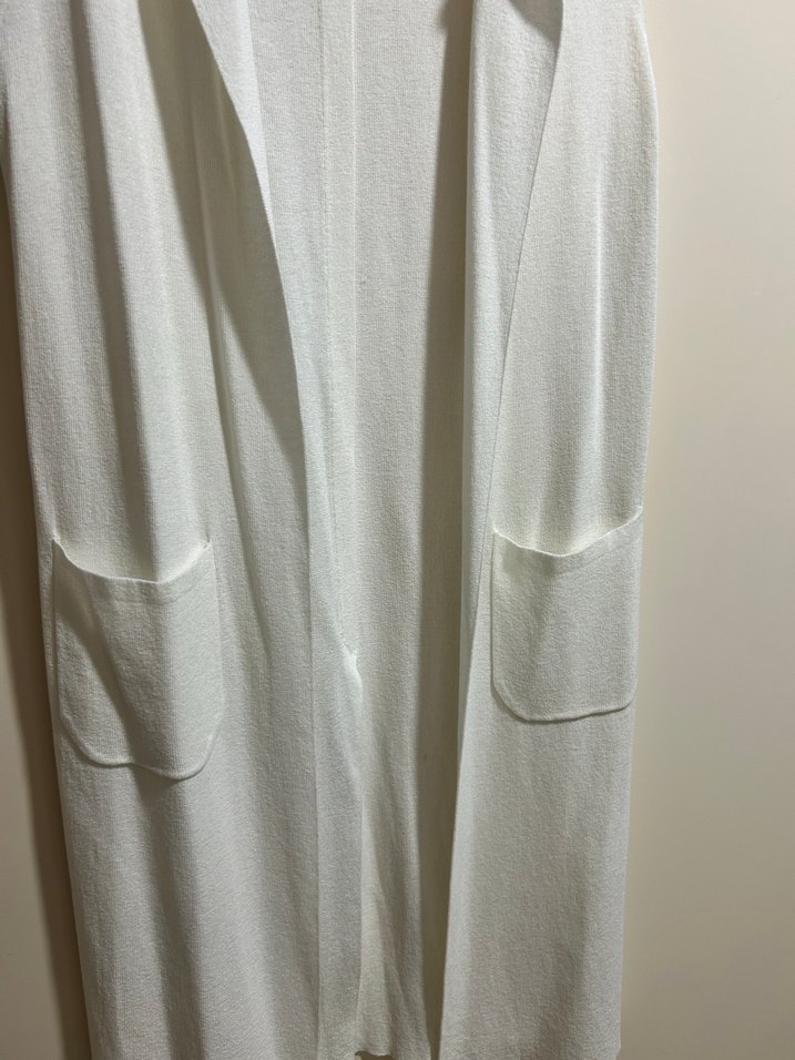 Twist Drapeli Beyaz Midi Kadın Yelek - Görsel 2