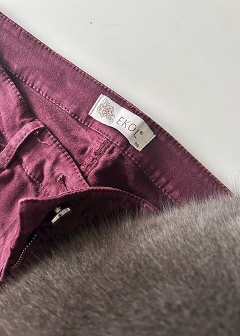 Bordo Düğmeli Kadın Kumaş Pantolon - Görsel 2