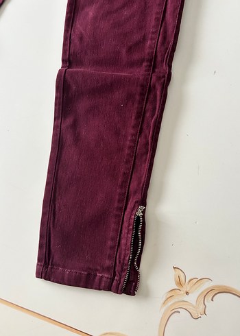 Bordo Düğmeli Kadın Kumaş Pantolon - Görsel 3