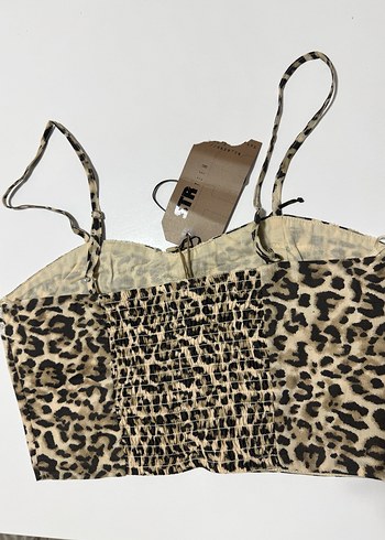 Leopar Desenli crop bluz - Görsel 4