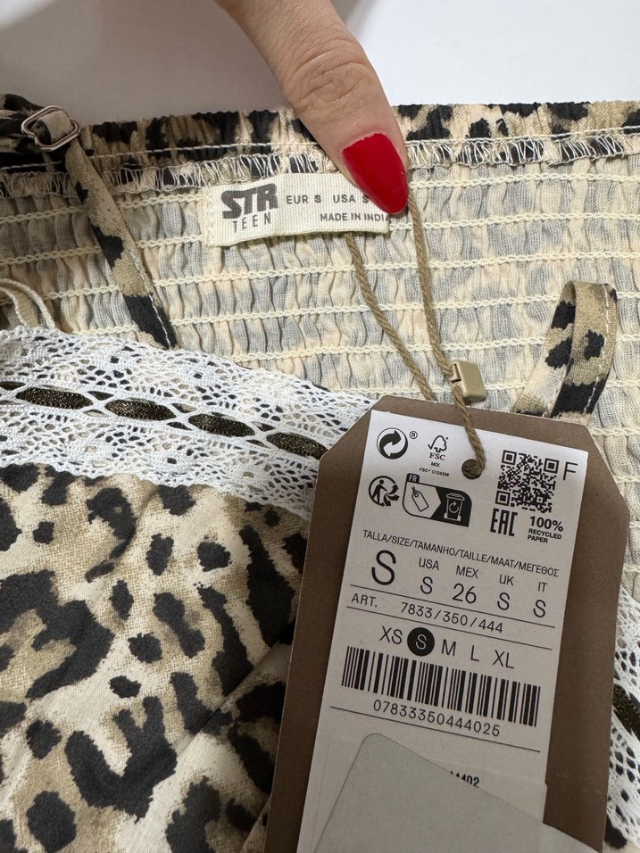 Leopar Desenli crop bluz - Görsel 5