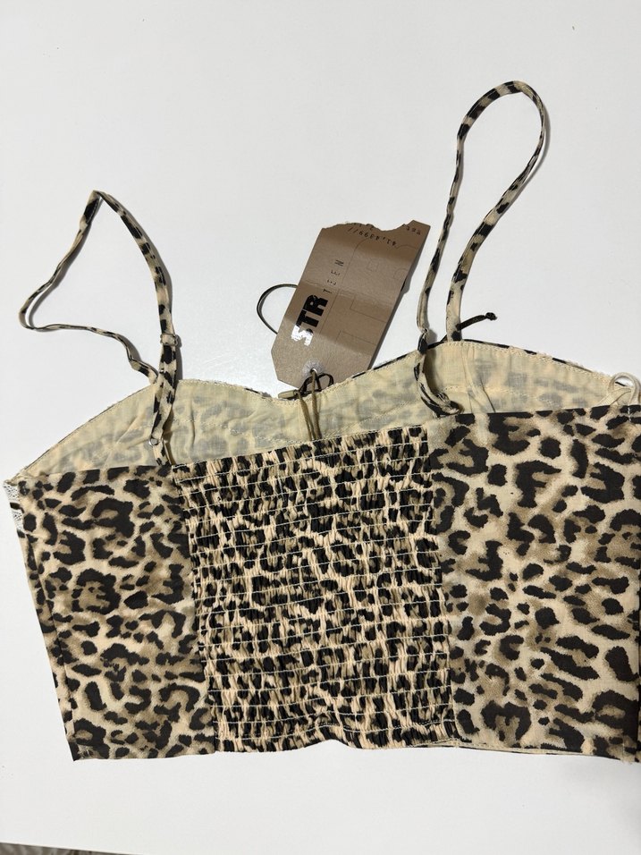 Leopar Desenli crop bluz - Görsel 4