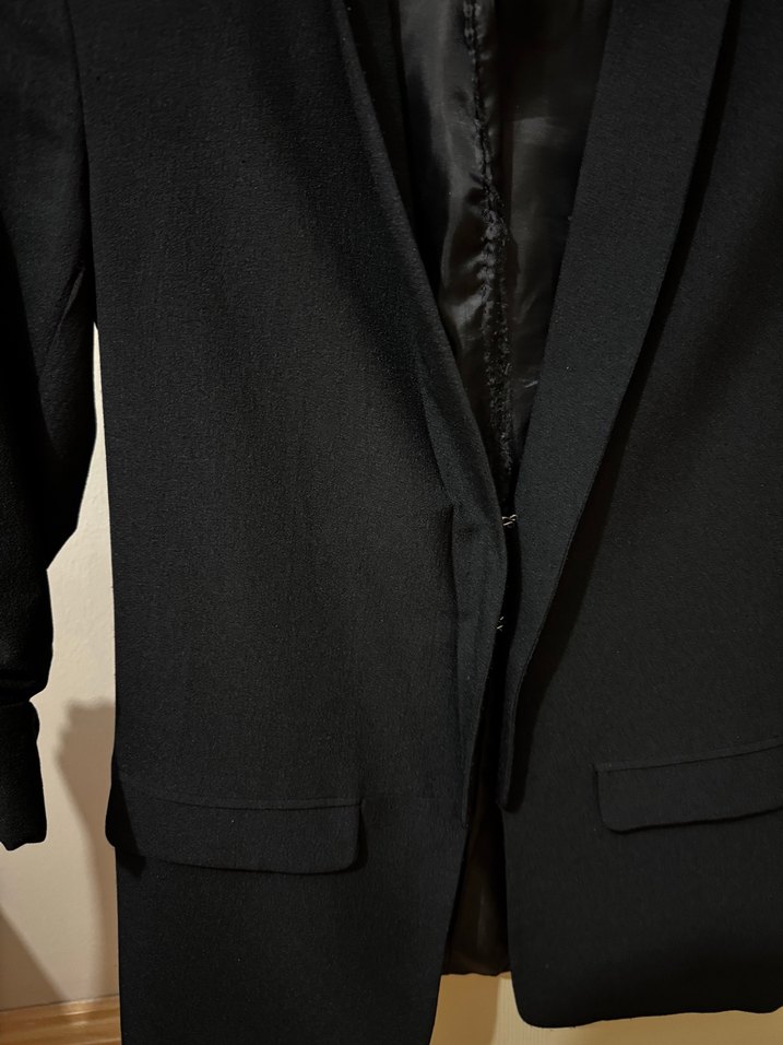 Siyah Düğmeli Kadın Midi Blazer Ceket - Görsel 4