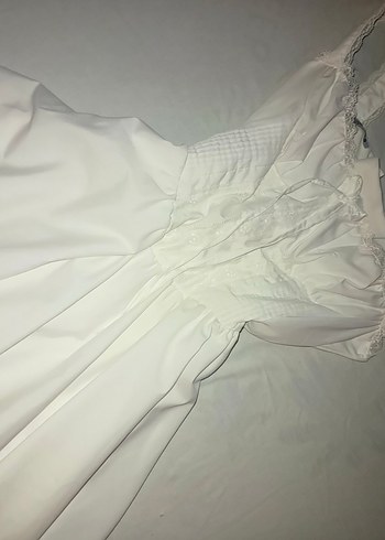 Beyaz Midi elbise - Görsel 3