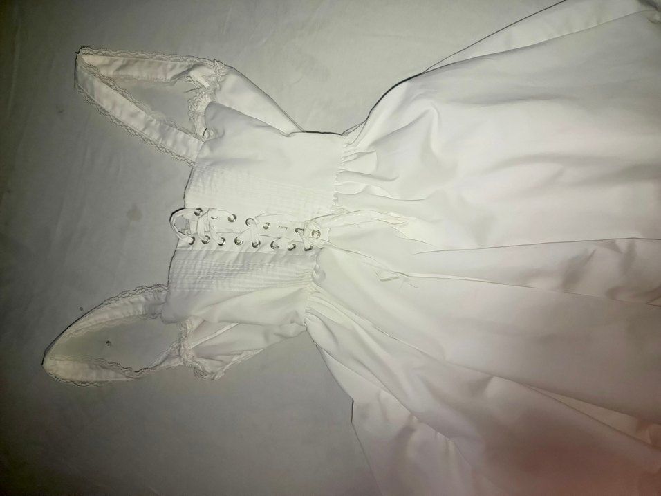 Beyaz Midi elbise - Görsel 4