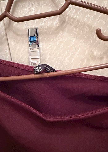 s Beden bordo Renk Bordo Drapeli Yüksek Yakalı Kadın Bluz