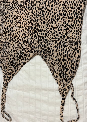 Kahverengi Leopar Desenli elbise
