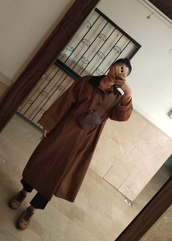 Camel Renkli Midi Trençkot - Görsel 2