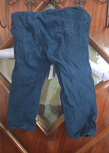 Düğmeli Mavi Erkek Çocuk Kadife Pantolon - Görsel 3