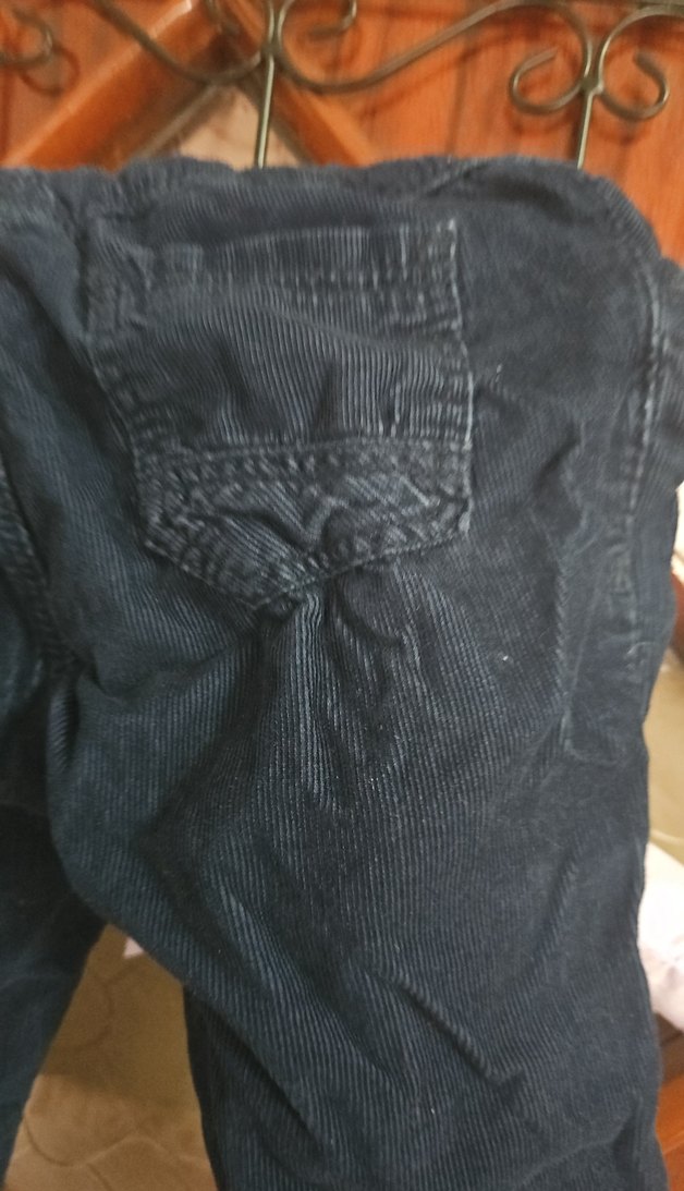 Düğmeli Mavi Erkek Çocuk Kadife Pantolon - Görsel 4