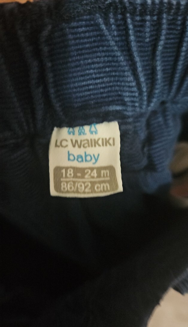 Düğmeli Mavi Erkek Çocuk Kadife Pantolon - Görsel 5