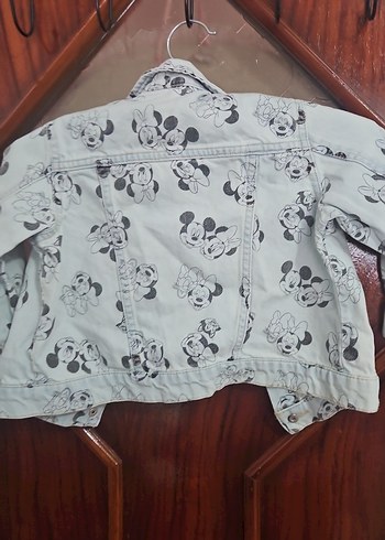 Kız Çocuk Kot Mikey Mini Baskılı Denim Ceket - Görsel 3