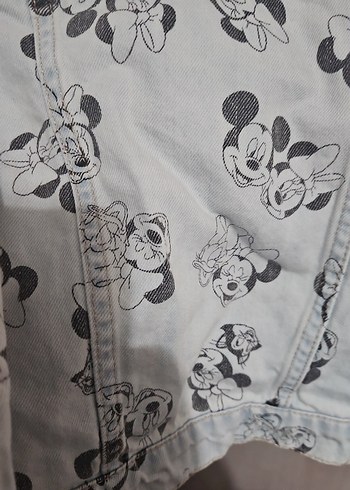 Kız Çocuk Kot Mikey Mini Baskılı Denim Ceket - Görsel 5