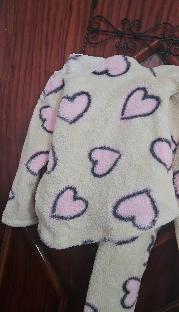 Kız Bebek Peluş Kalpli Uzun Kollu Takım - Görsel 3