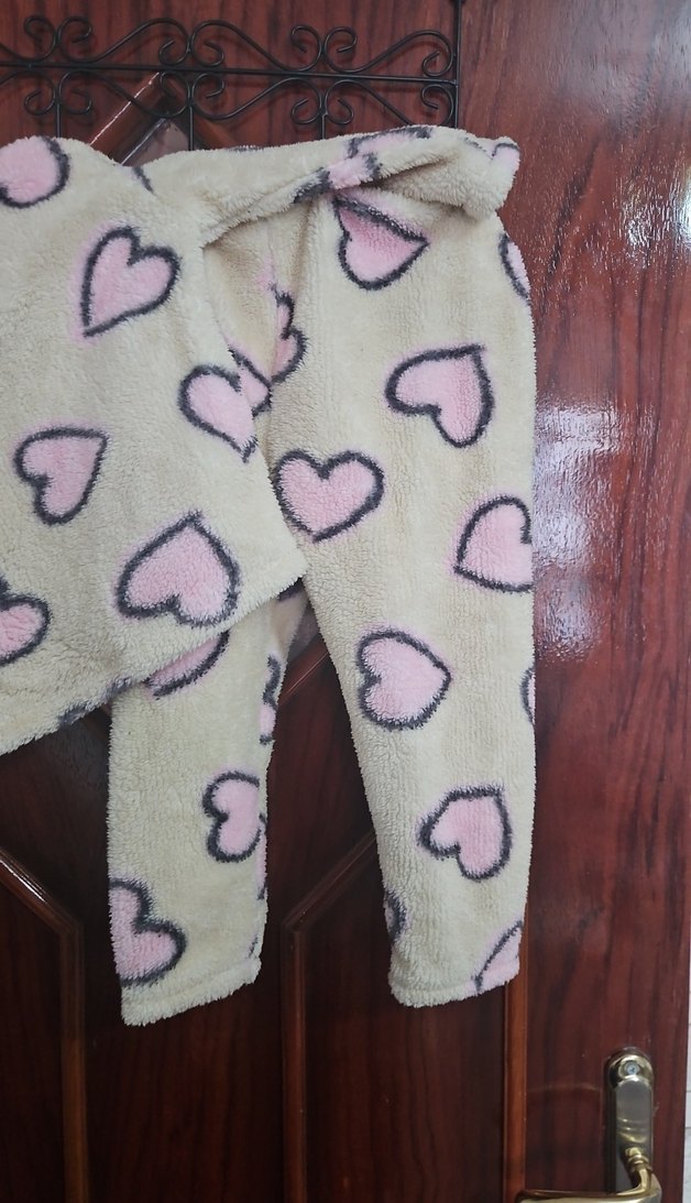 Kız Bebek Peluş Kalpli Uzun Kollu Takım - Görsel 2