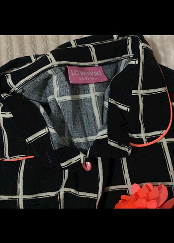 LCW Siyah Kareli Düğmeli Kız Elbisesi - Görsel 2