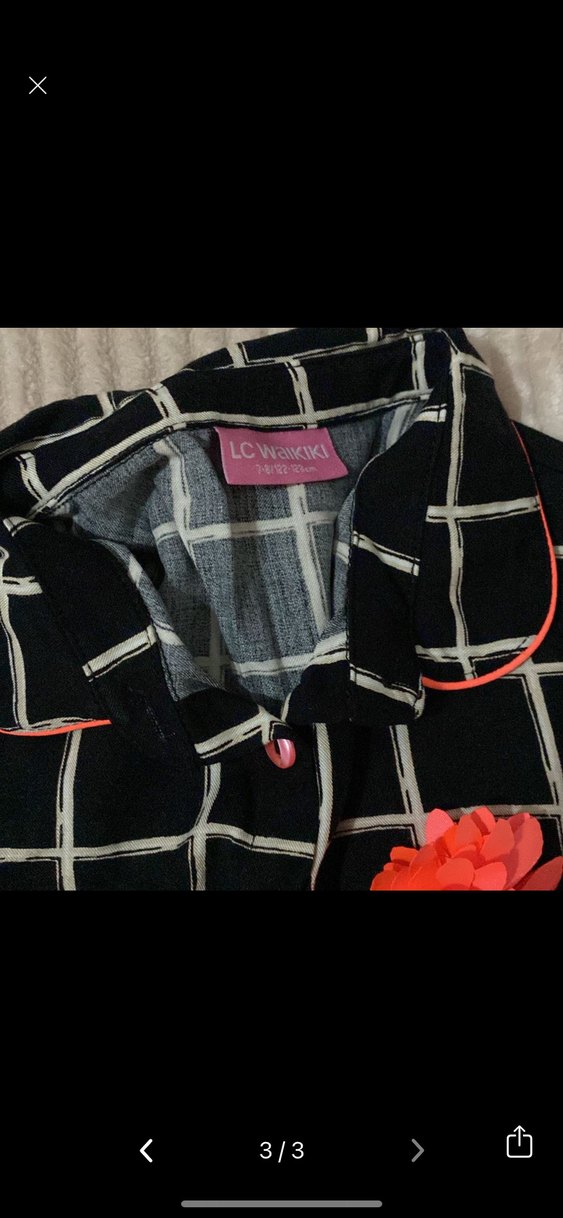 LCW Siyah Kareli Düğmeli Kız Elbisesi - Görsel 2