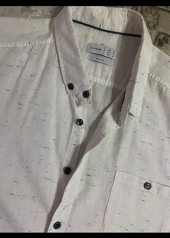 Manche Erkek Beyaz Kısa Kollu Pamuklu Gömlek - Görsel 2