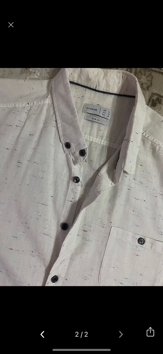 Manche Erkek Beyaz Kısa Kollu Pamuklu Gömlek - Görsel 2