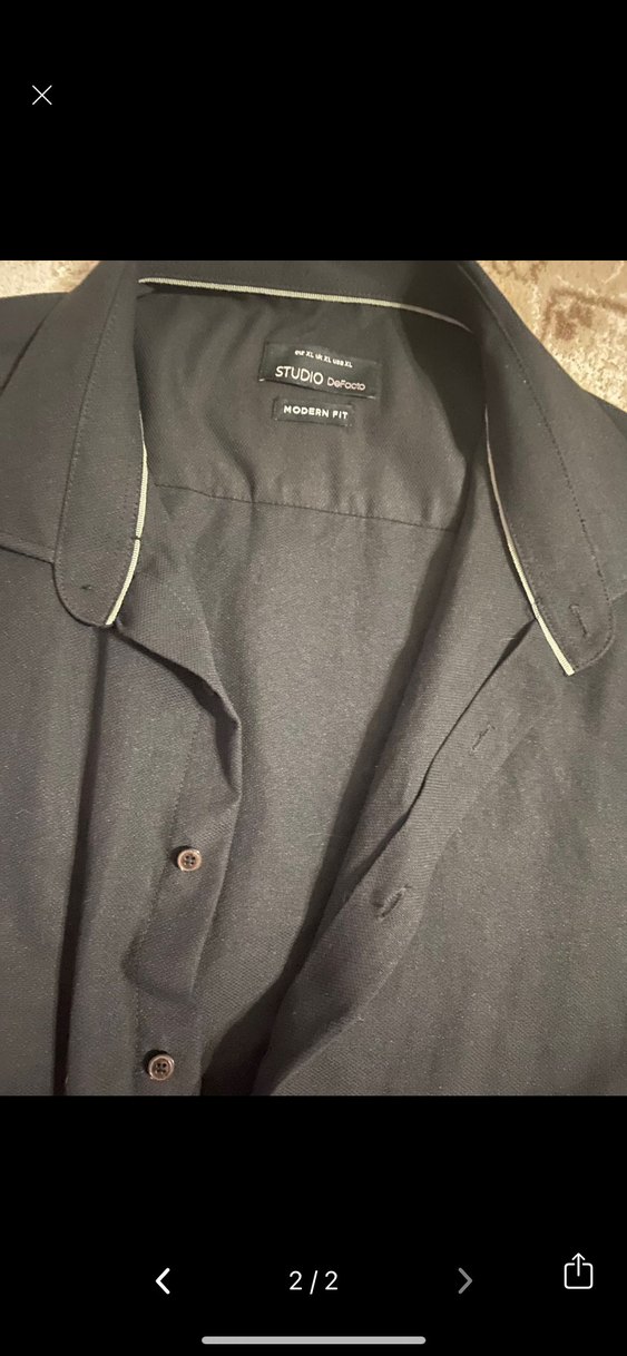 Düğmeli Siyah Erkek Gömlek - Görsel 2