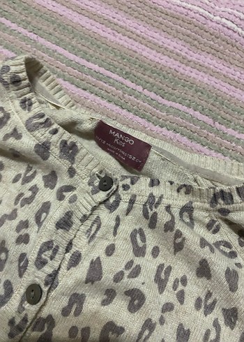 Mango kids Kız Çocuk Gri Desenli Triko Hırka - Görsel 2