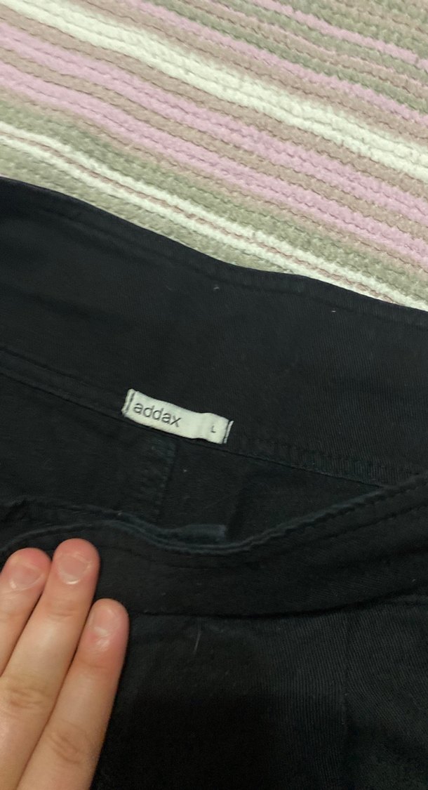 Kadın Siyah Kemerli Pamuk Kumaş Pantolon - Görsel 3