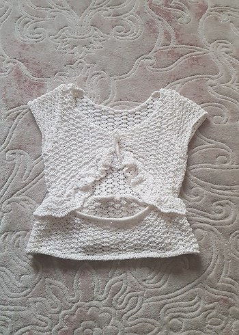 Zara Kırık Beyaz Kız Çocuk Örgü Bluz