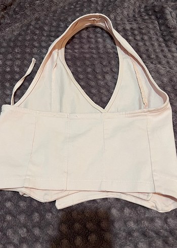 Addax Pembe Drapeli Kadın Halter Yaka crop