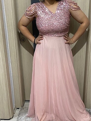 pembe abiye elbise