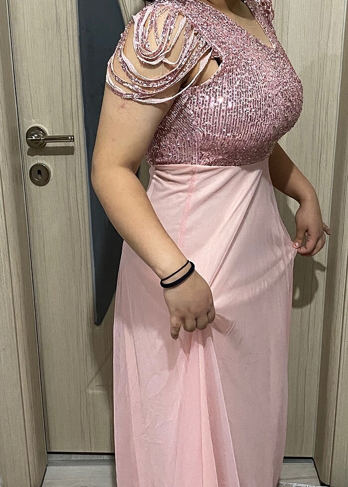 pembe abiye elbise - Görsel 3