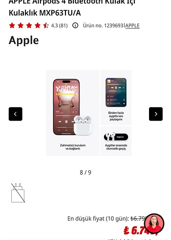 Apple Airpods 4 Bluetooth Kulak İçi Kulaklık Beyaz - Görsel 4