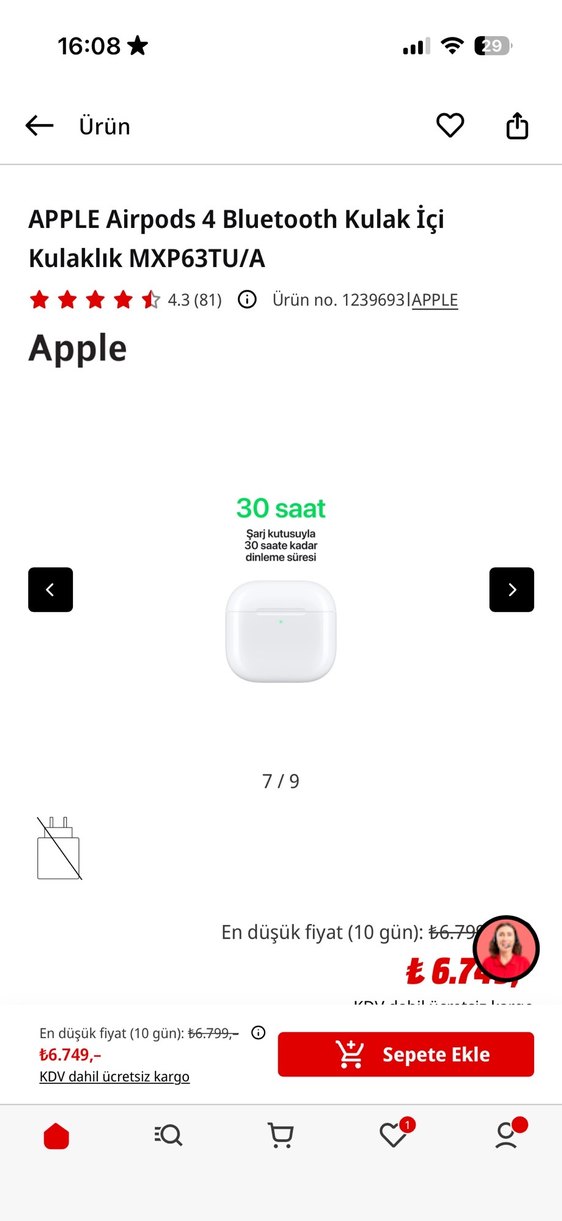 Apple Airpods 4 Bluetooth Kulak İçi Kulaklık Beyaz - Görsel 3