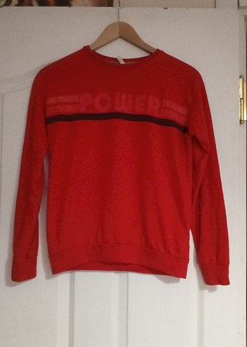 Kırmızı Baskılı Kadın Sweatshirt