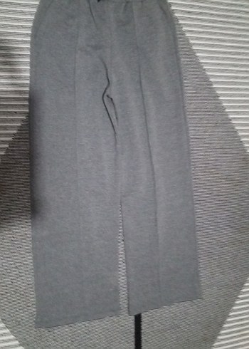 l Beden Gri Kadın Sweatpant Midi Boy Yırtmaçlı
