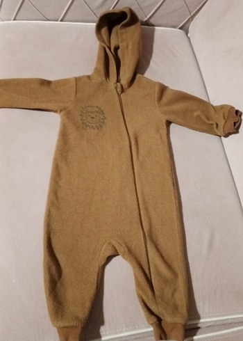 HelloBaby Kahverengi Fermuarlı Bebek Tulumu