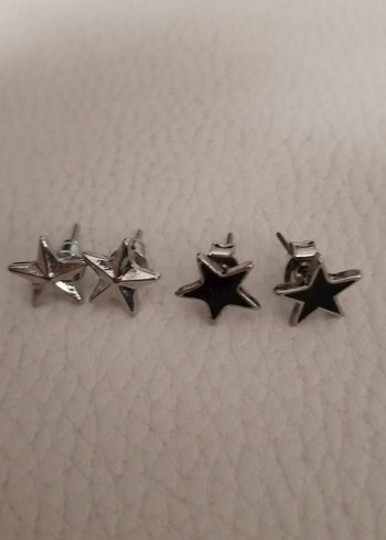 Beden Gri Yıldız Düğmeli Punk Küpeler