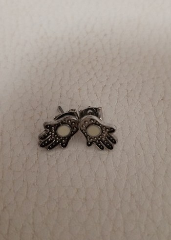 Zara Mini Bohem Gri İşlemeli Boncuklu Küpe