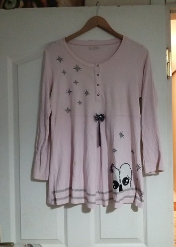 Düğmeli Uzun Kollu Pembe Kız Tişörtü - Görsel 2