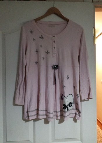 Düğmeli Uzun Kollu Pembe Kız Tişörtü - Görsel 8