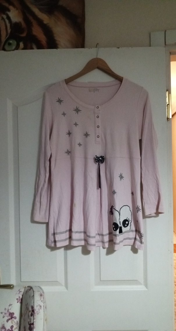 Düğmeli Uzun Kollu Pembe Kız Tişörtü - Görsel 2