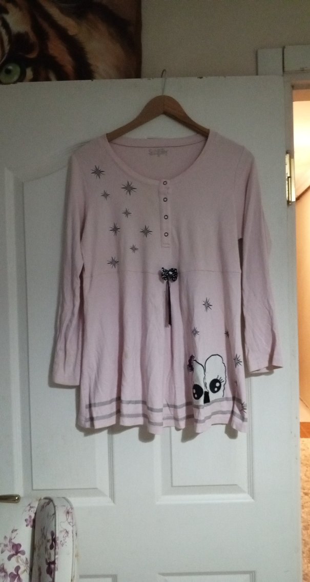 Düğmeli Uzun Kollu Pembe Kız Tişörtü - Görsel 3